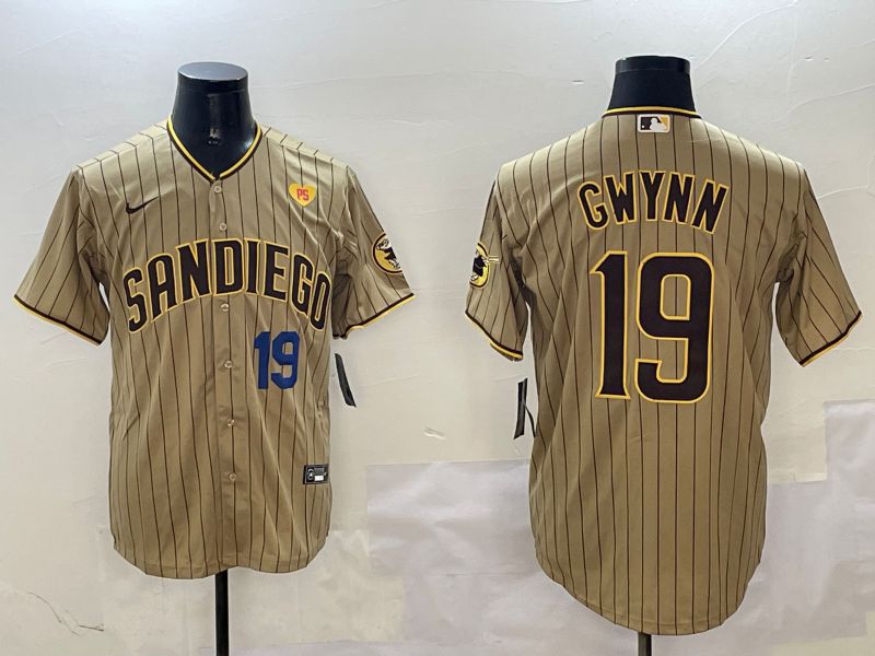 Men San Diego Padres 19 Gwynn Brown Stripe Game 2025 Nike MLB Jersey style 12